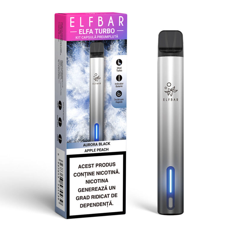 ELFBAR ELFA Turbo Pod Kit - Aurora Black Apple Peach Box
